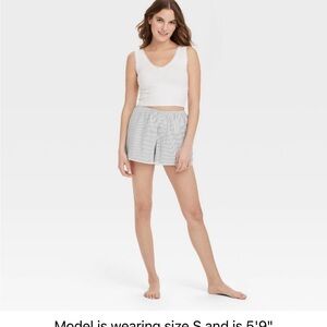Women's White and Gray Sleep Shorts